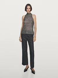 Alpaca and wool knit halterneck top