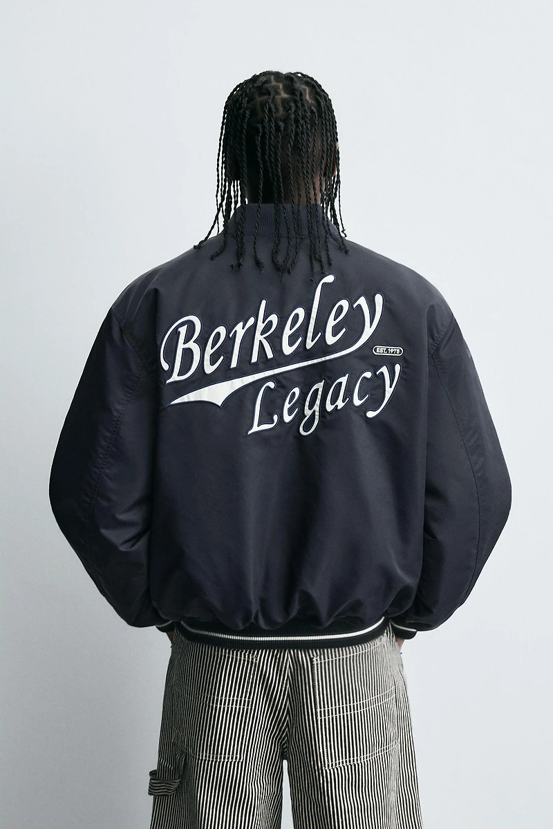 CONTRAST EMBROIDERY BOMBER JACKET