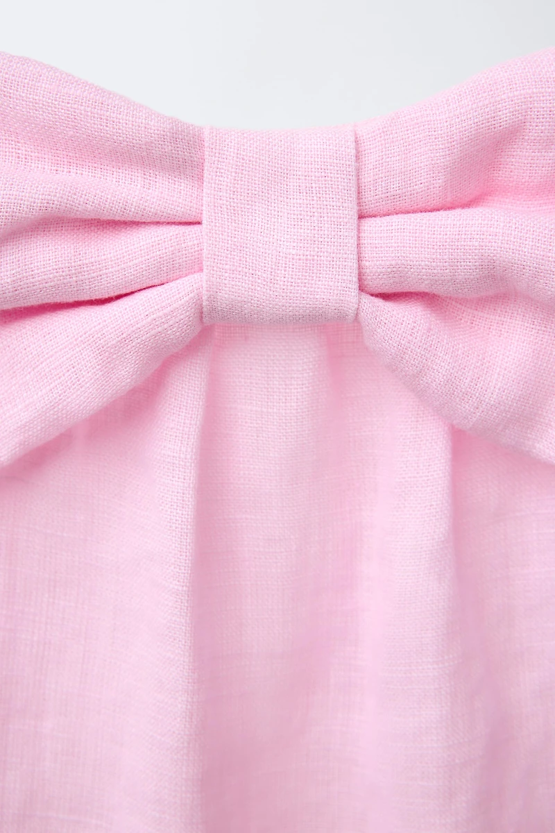100% LINEN BOW TOP
