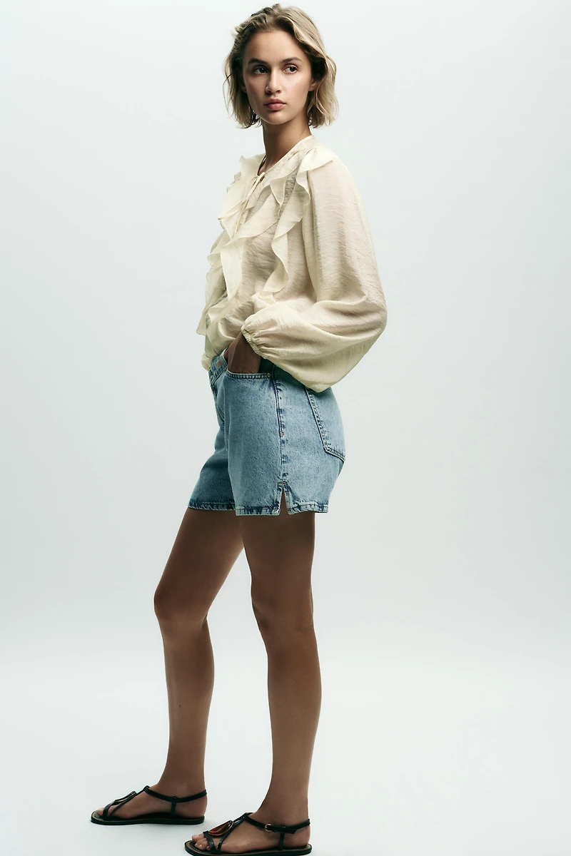 Z1975 HIGH-WAISTED CROSSOVER WAIST DENIM SHORTS