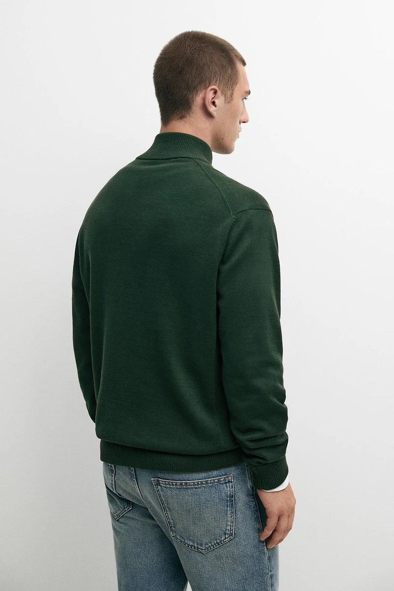 Mock neck zip knit sweater