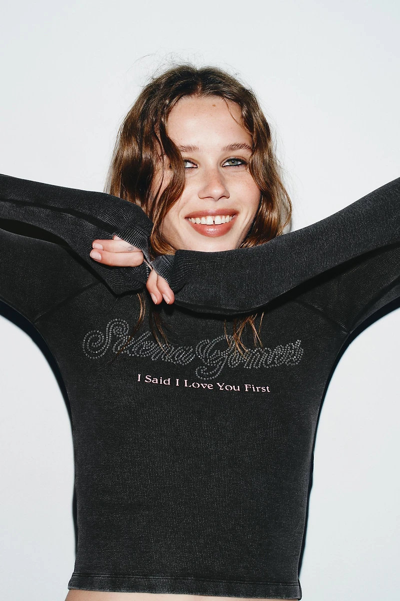 SELENA GOMEZ RIBBED T-SHIRT