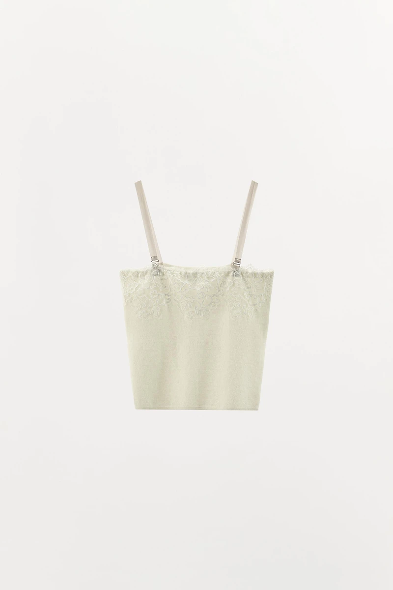 EMBROIDERED LACE KNIT TOP