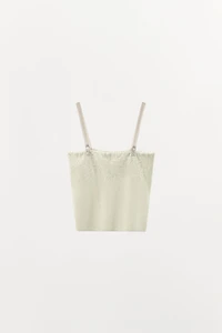 EMBROIDERED LACE KNIT TOP