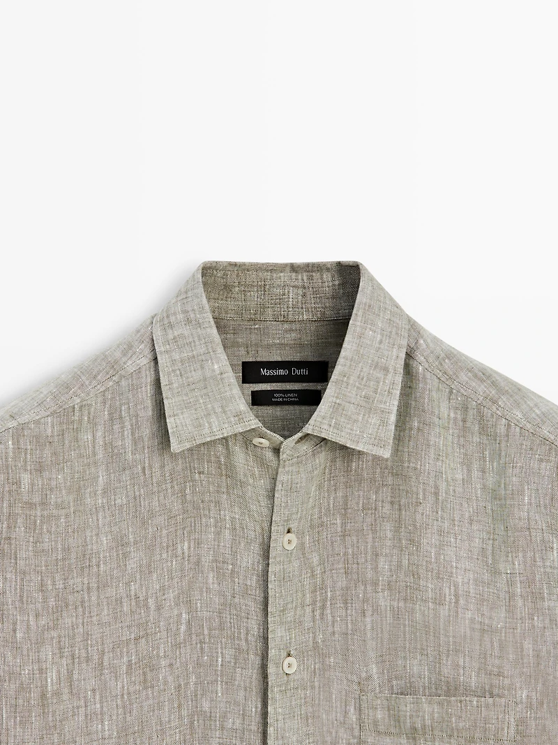 Regular fit linen shirt with pocket