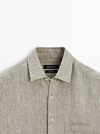 Regular fit linen shirt with pocket