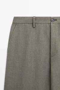100% linen straight-leg trousers