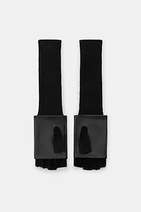 COMBINATION FAUX LEATHER MITTENS