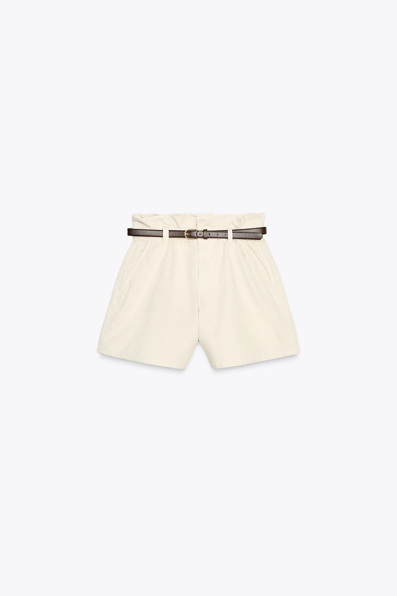Z1975 DENIM PAPERBAG BELTED SHORTS