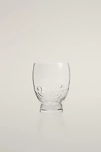 RAISED FLORAL DESIGN GLASS TUMBLER