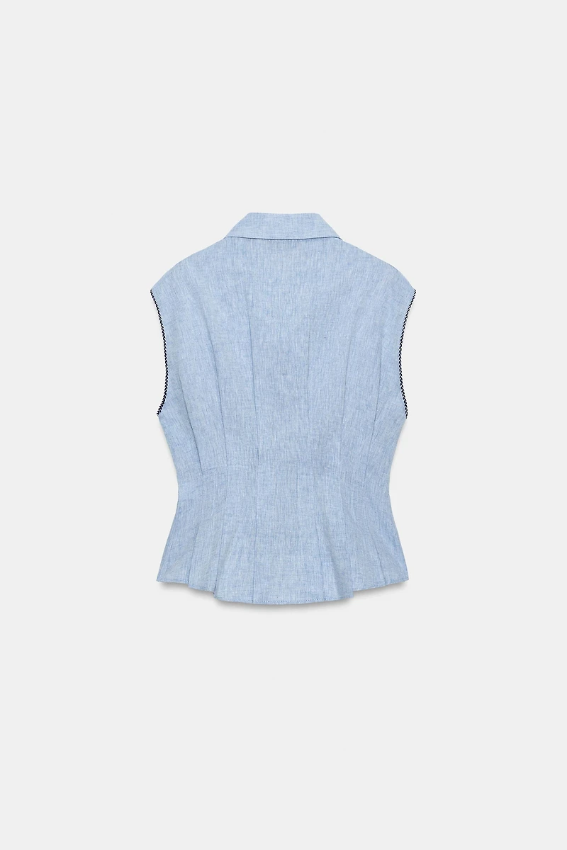 LINEN DARTED TOP