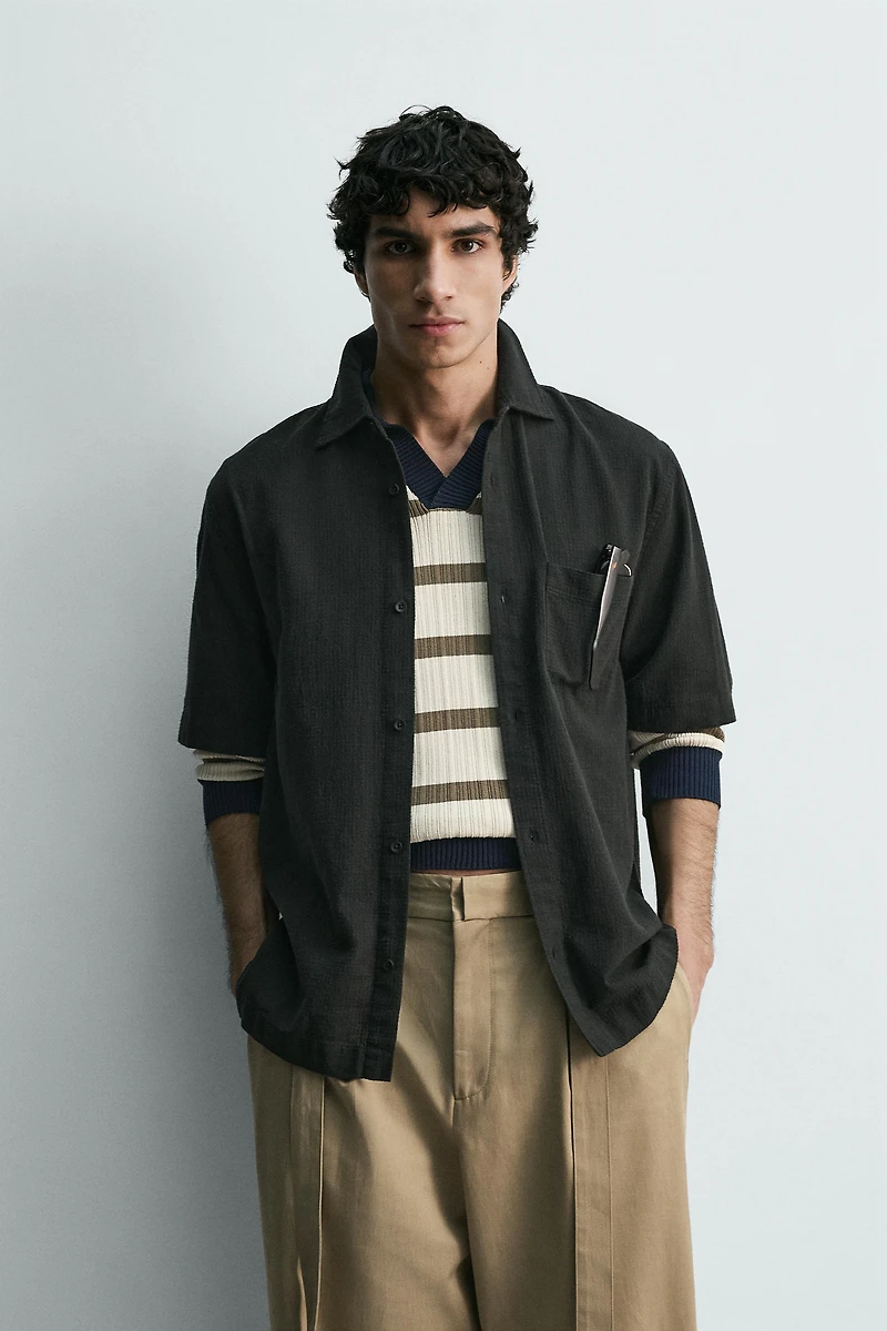 PLAID TEXTURED SHIRT
