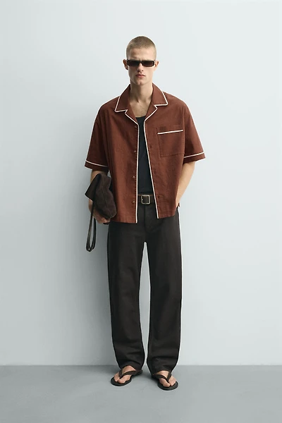 CHEMISE RELAXED FIT LISERÉS CONTRASTÉS