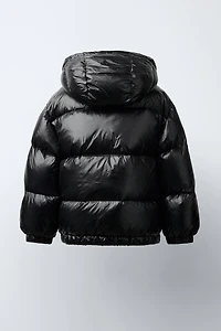 DOWN PUFFER COAT WITH HOODIE, WATER REPELLENT