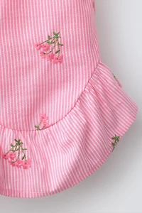 EMBROIDERED FLORAL STRIPED TOP
