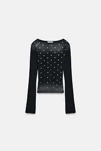 WASHED EFFECT STUDDED T-SHIRT