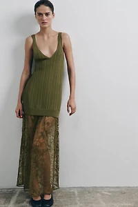 LACE KNIT MIDI DRESS