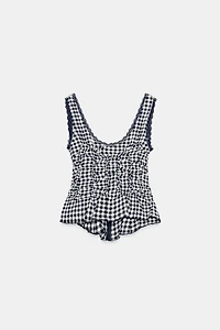 DRAPED GINGHAM TOP