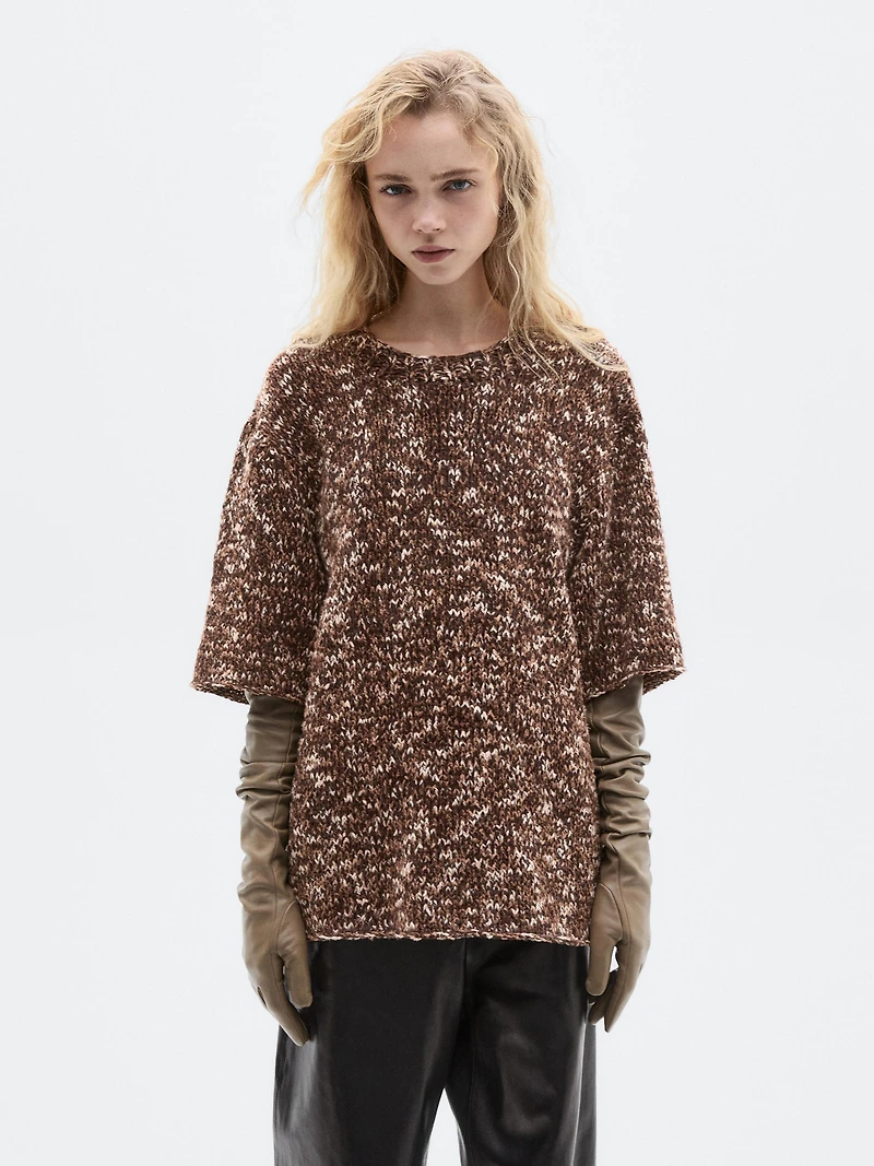 Pull bi-matière maille et cuir - LIMITED