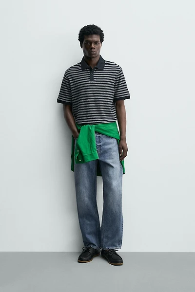 REGULAR FIT STRIPED JACQUARD POLO