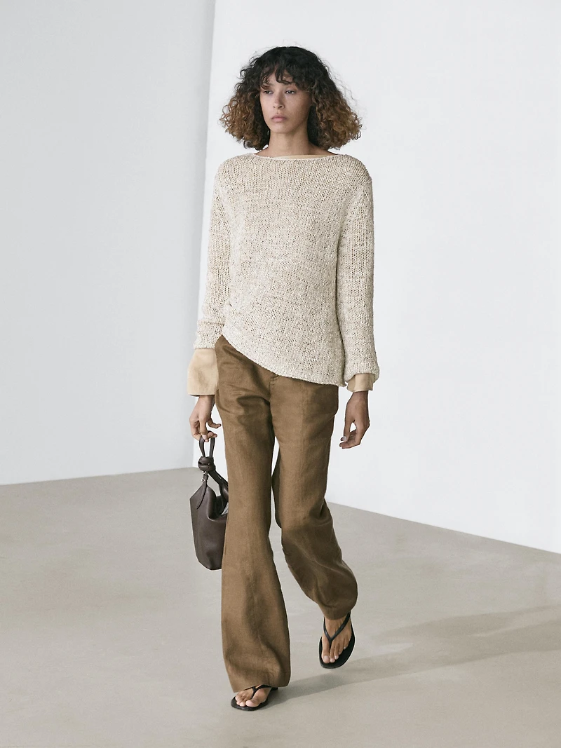 Boat neck knit sweater