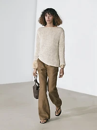 Boat neck knit sweater