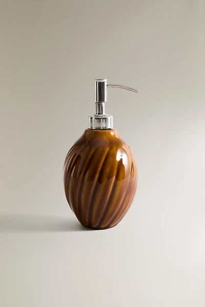 MUSTARD RAISED DESIGN SOAP DISPENSER