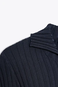 RIBBED KNIT POLO TOP