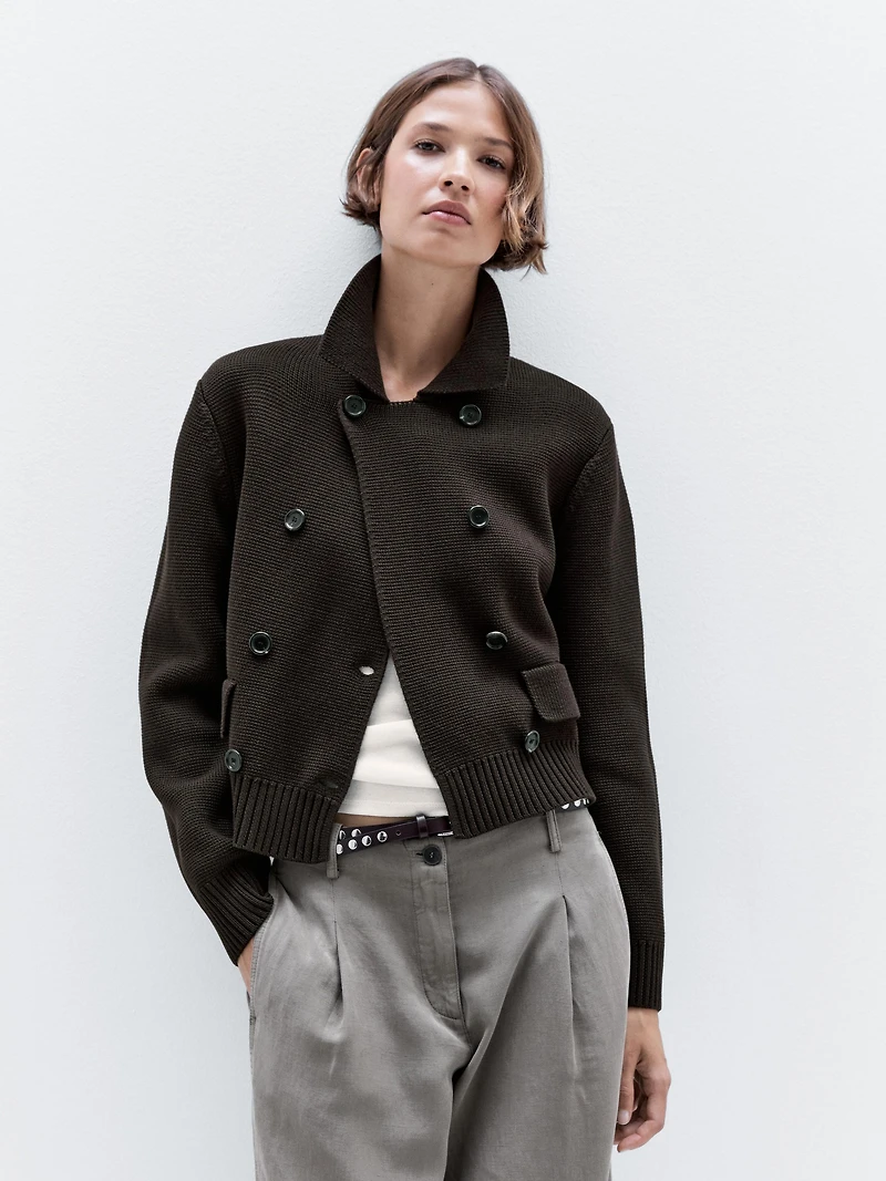 Gilet en maille à double boutonnage 100 % coton