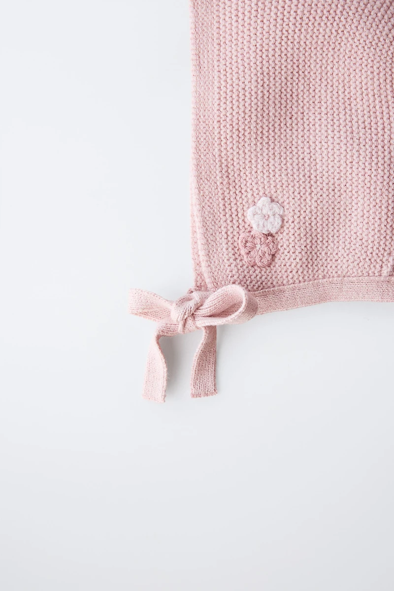 CROCHET FLOWER LINKS KNIT BONNET