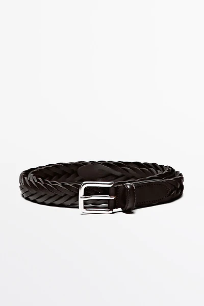 Braided leather belt
