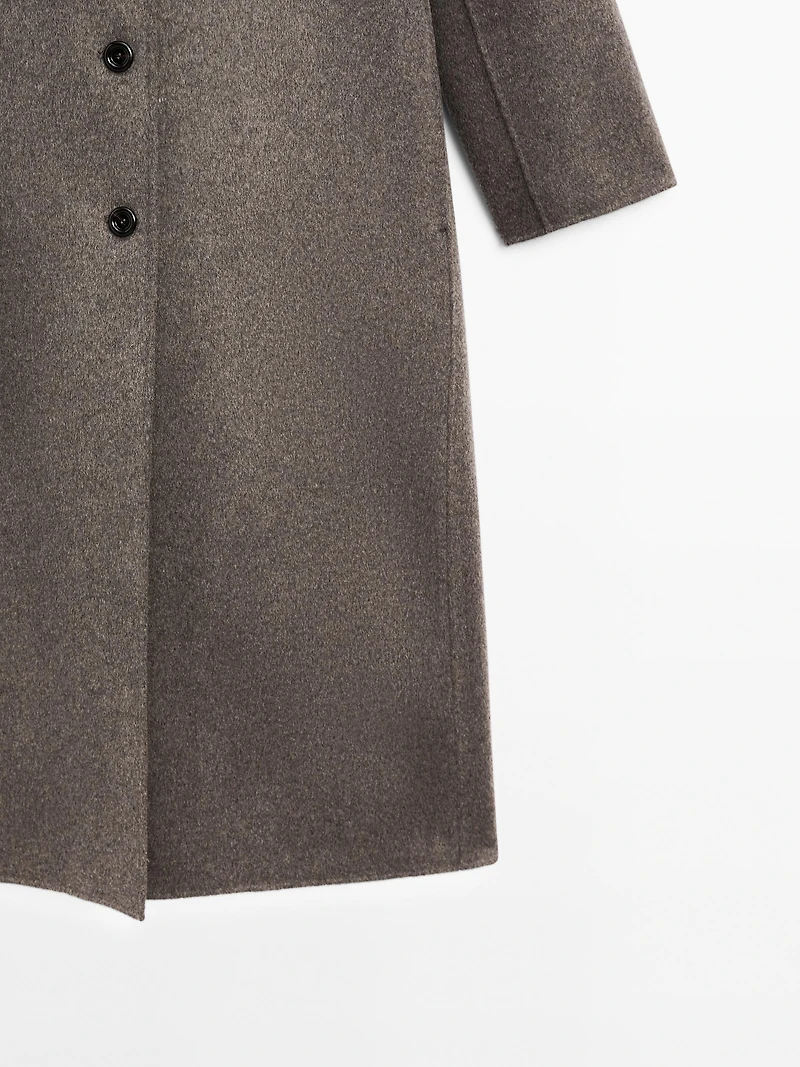 Manteau à col montant en laine mélangée