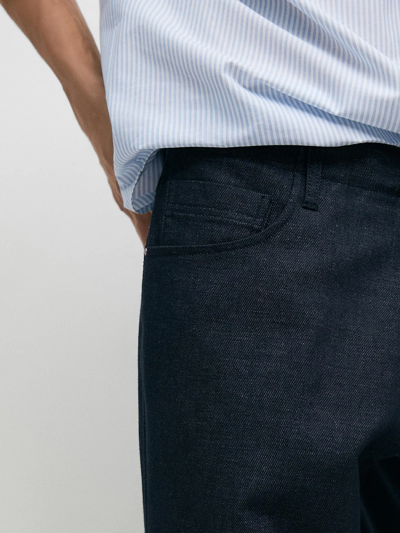 Pantalon cinq poches coton lin