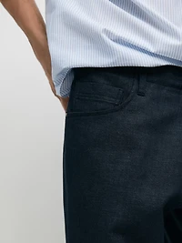 Pantalon cinq poches coton lin