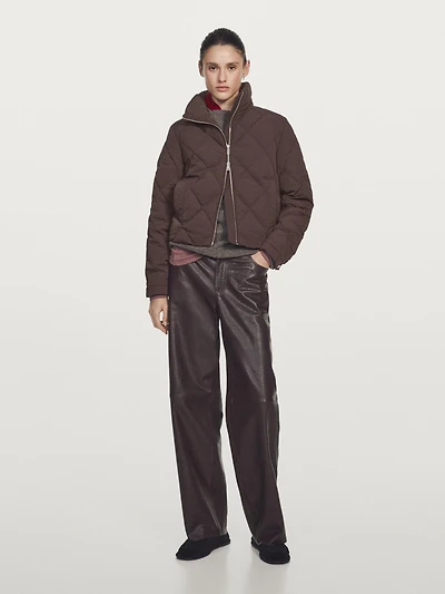 Veste courte type bomber matelassée et déperlante