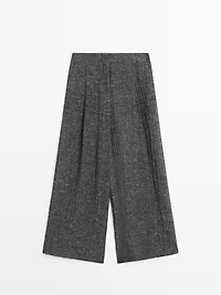 Linen blend melange darted pants