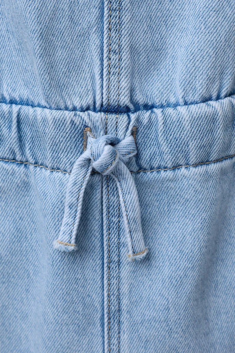 LONG DENIM OVERALLS WITH HEART PATCH