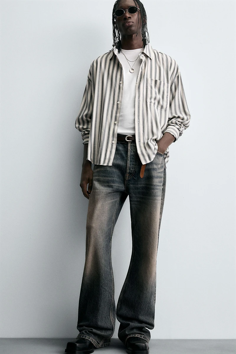 STRIPED COTTON-VISCOSE SHIRT