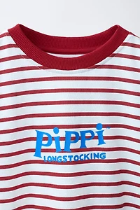 PIPPI LONGSTOCKING STRIPE PRINT T-SHIRT