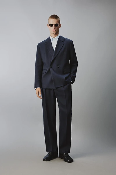 LINEN COTTON BLEND PLEATED SUIT PANTS