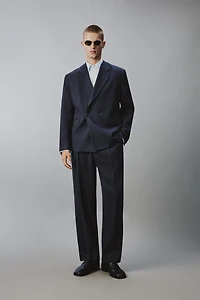 LINEN COTTON BLEND PLEATED SUIT PANTS