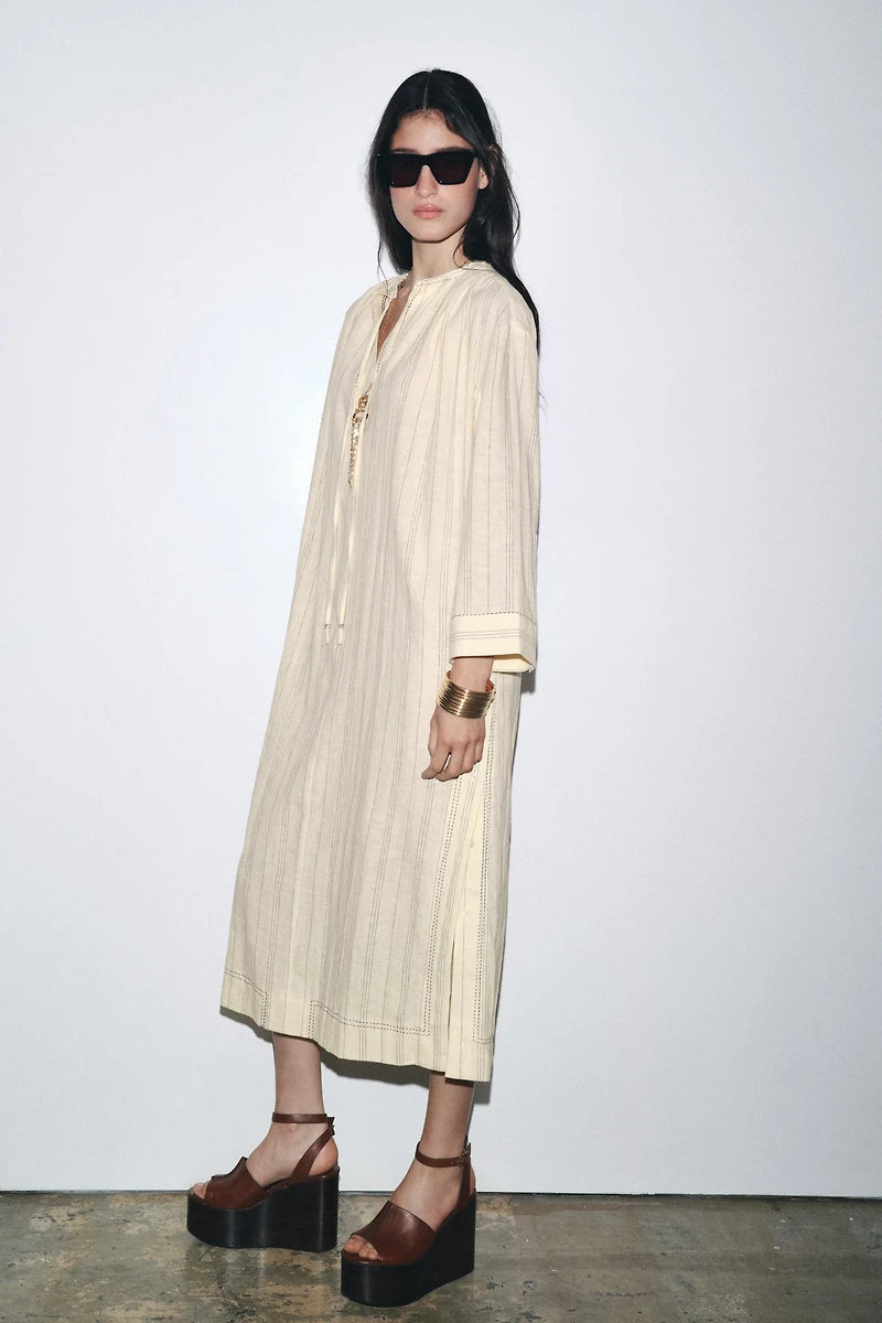 ROBE TUNIQUE RAYURES AVEC LIN ZW COLLECTION