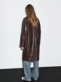 Manteau long en cuir nappa