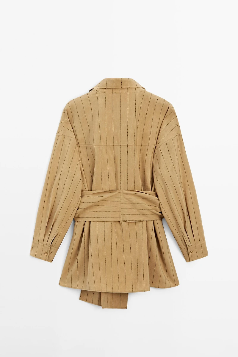 Chemise fluide à rayures avec détail ceinture