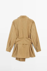 Chemise fluide à rayures avec détail ceinture