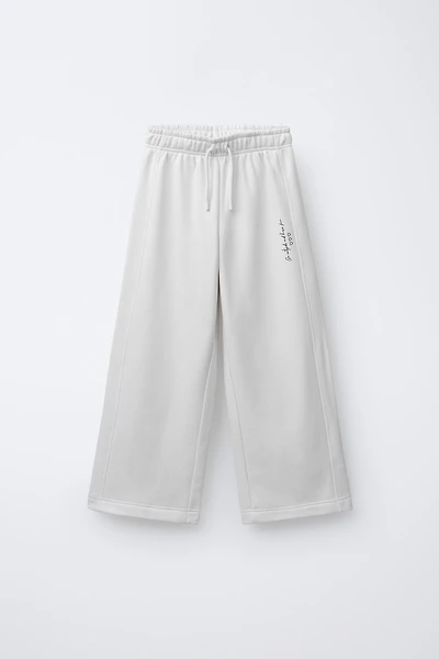 TEXT PRINT WIDE LEG PANTS