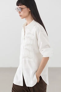 100% linen shirt with bib detail