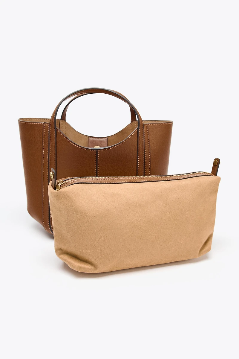 TOPSTITCHED MINI CITY BAG