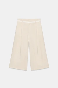 LONG LINEN LACE TRIM SHORTS