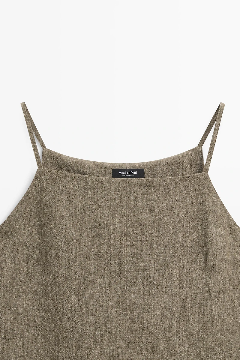 100% linen short dress